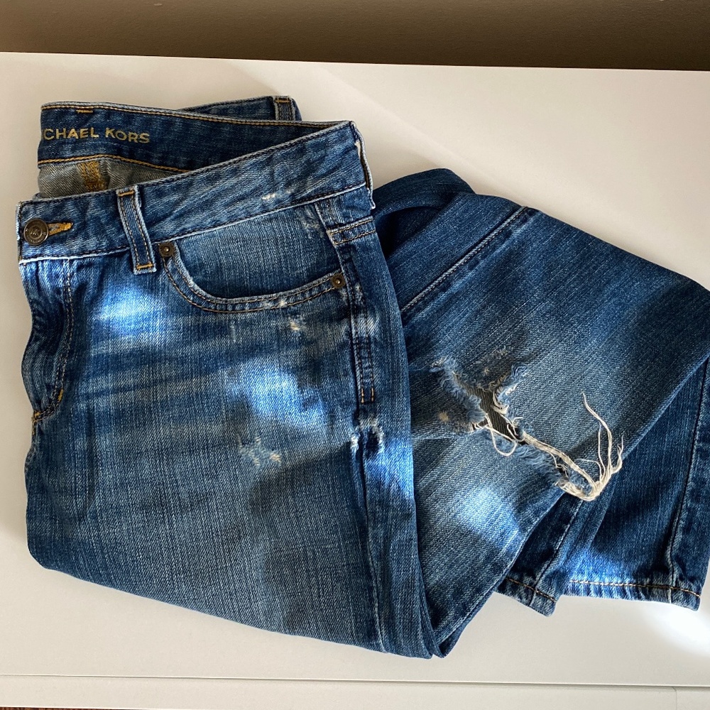 Michael Kors straight/boyfriend distressed jeans size 4